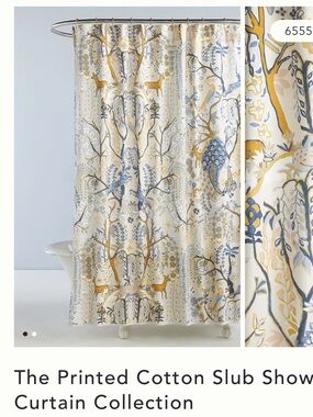 Anthropologie Printed Cotton Slub Shower Curtain